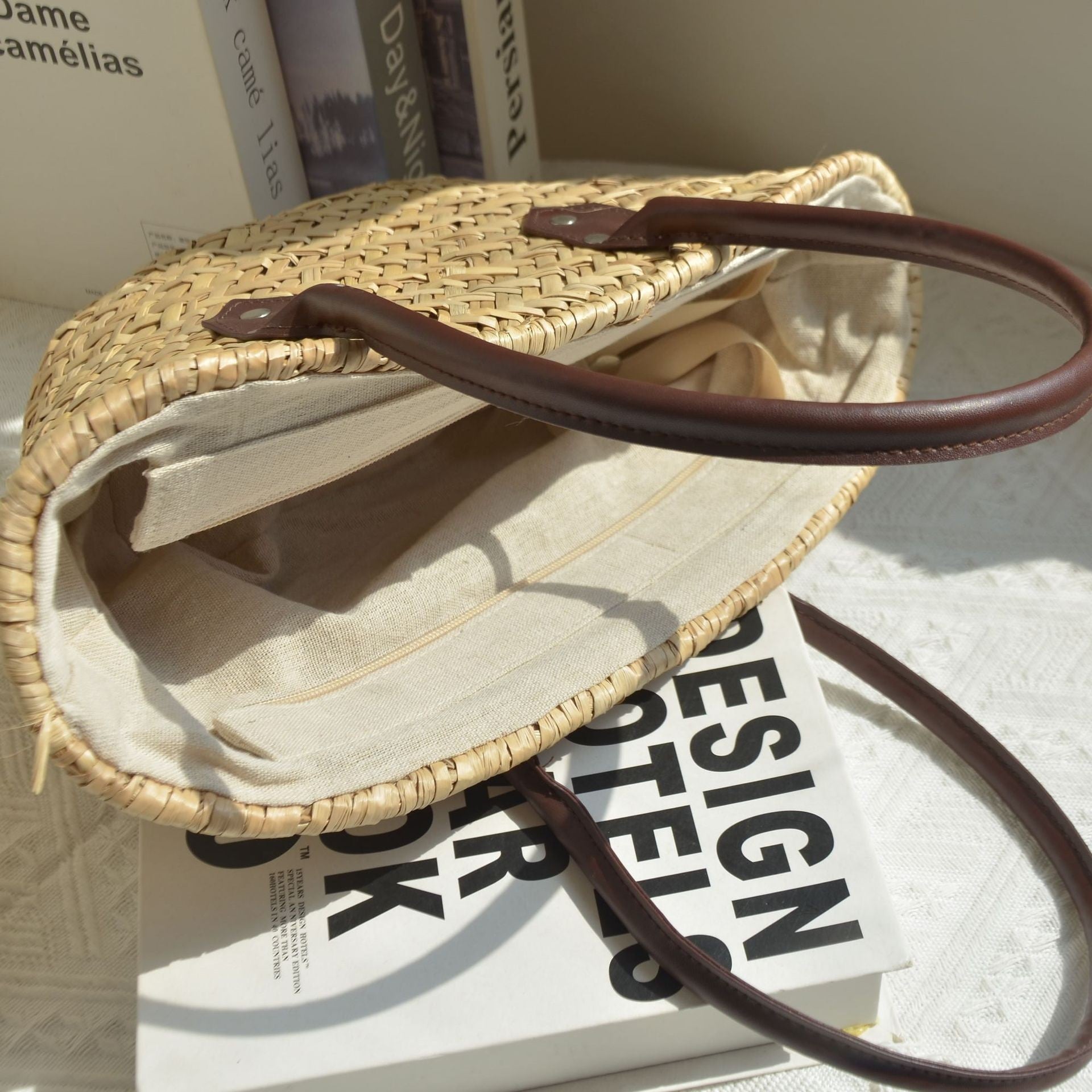 Hand-woven Vintage Basket Bag - Natural Color / 32x12x19 - Bag