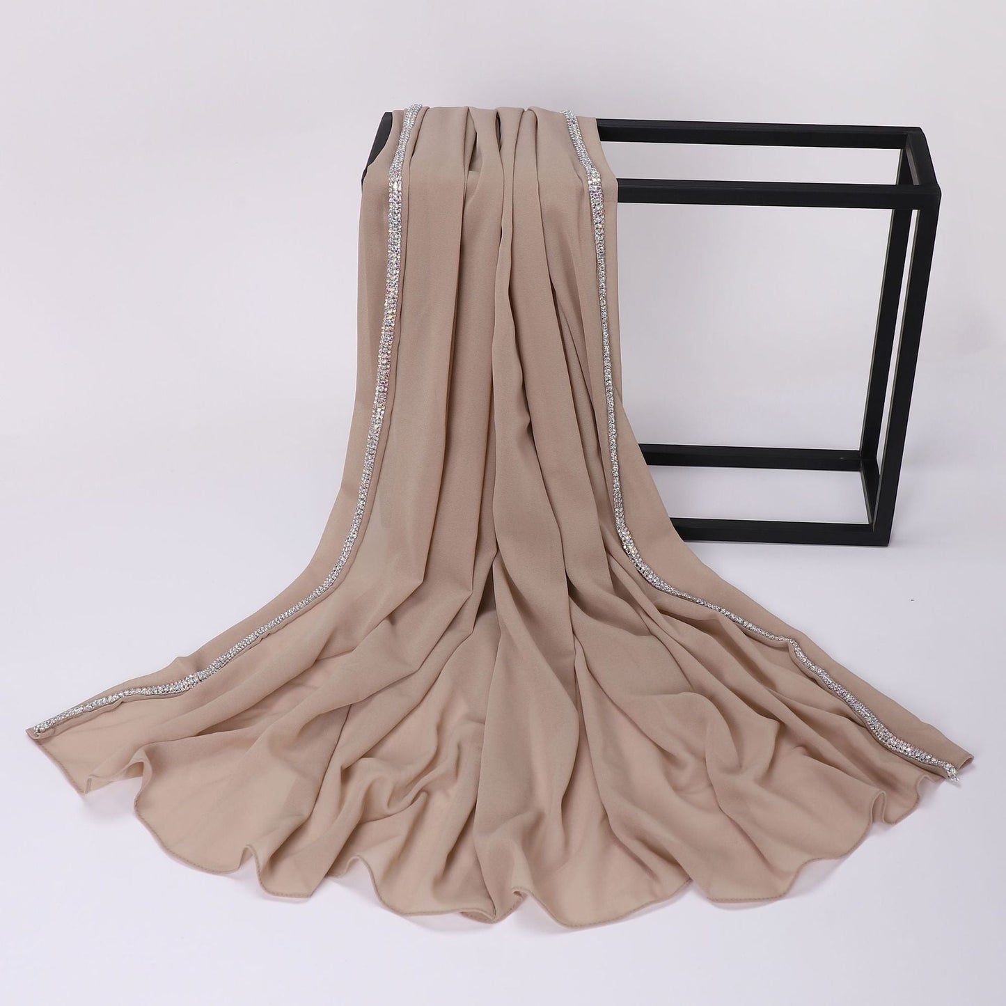 High-gloss Diamond Long-edge Chiffon Scarf Ethnic Scarf Middle Eastern and African Headscarf Malay Wrapped Headscarf