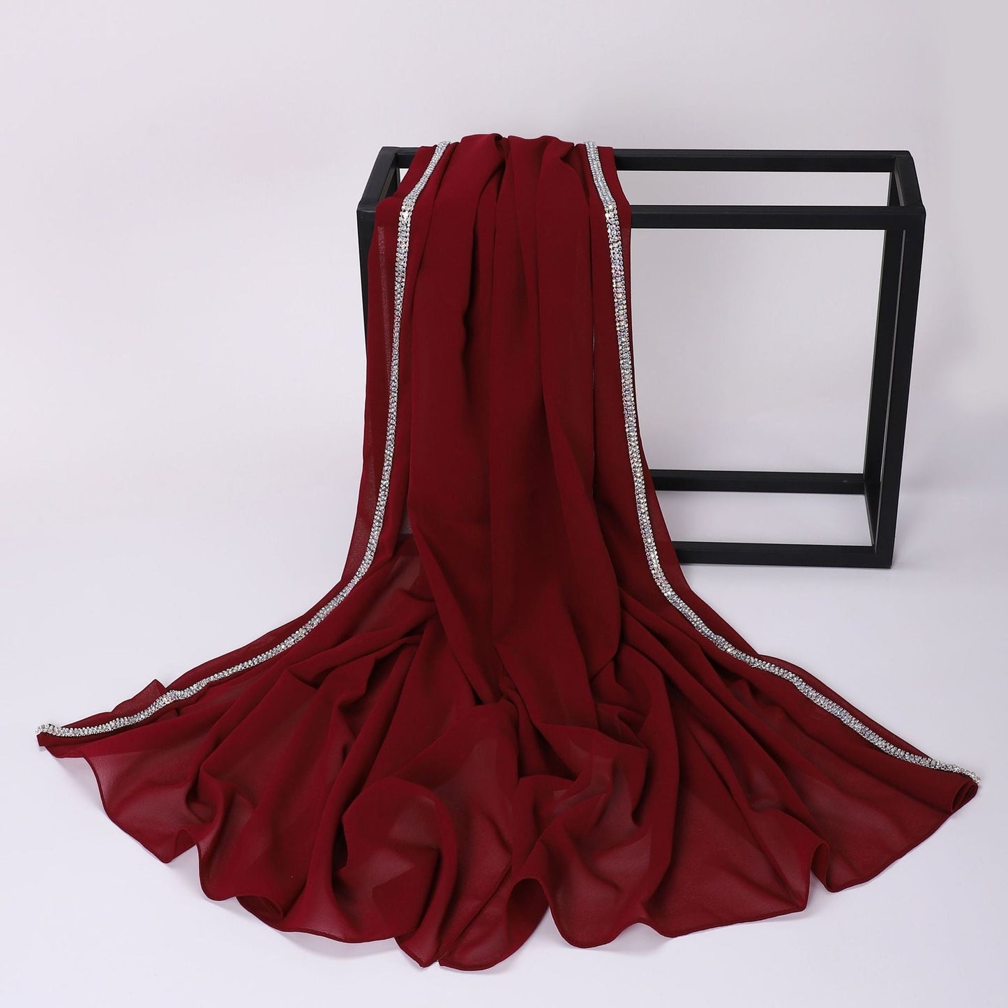 High-gloss Diamond Long-edge Chiffon Scarf Ethnic Scarf Middle Eastern and African Headscarf Malay Wrapped Headscarf
