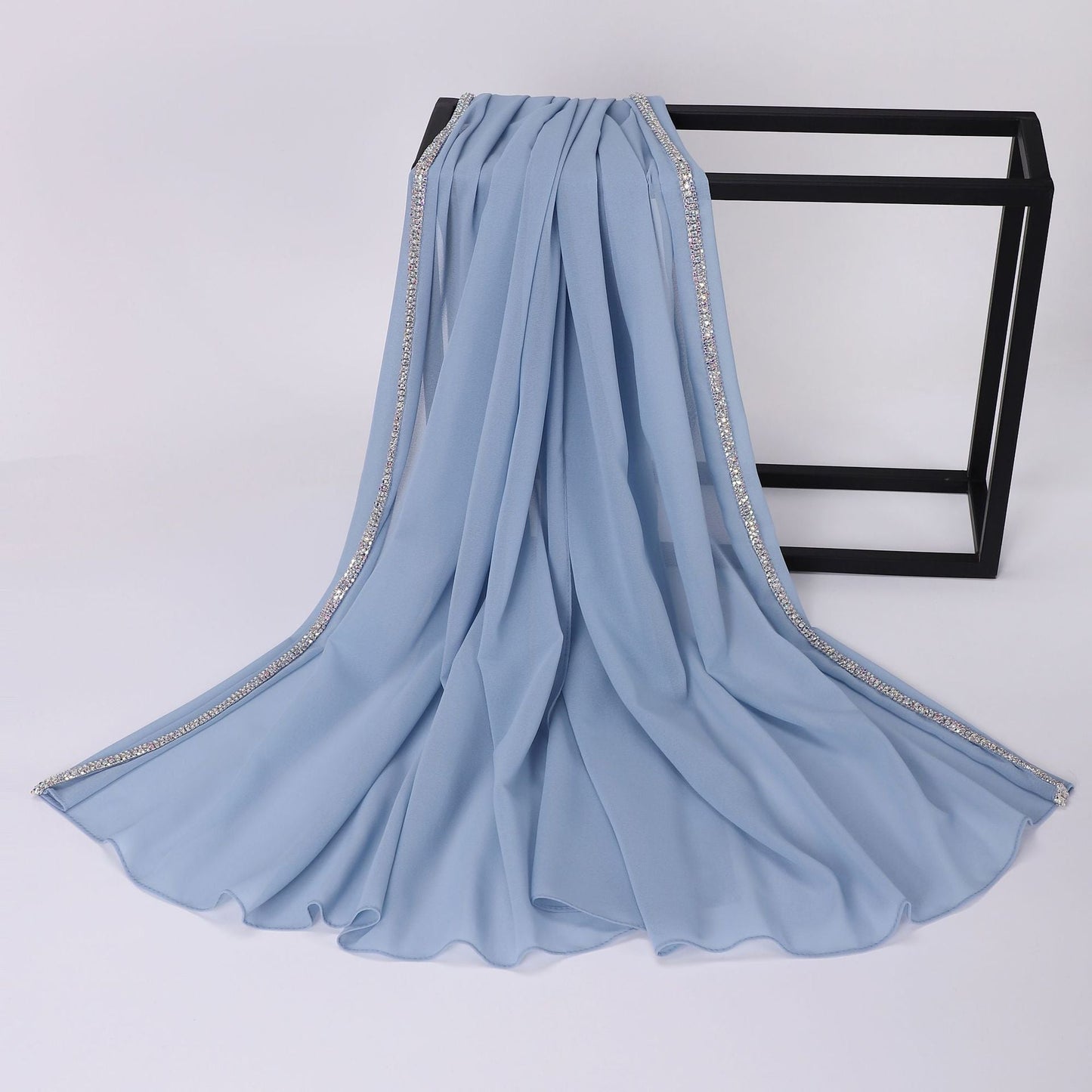 High-gloss Diamond Long-edge Chiffon Scarf Ethnic Scarf Middle Eastern and African Headscarf Malay Wrapped Headscarf