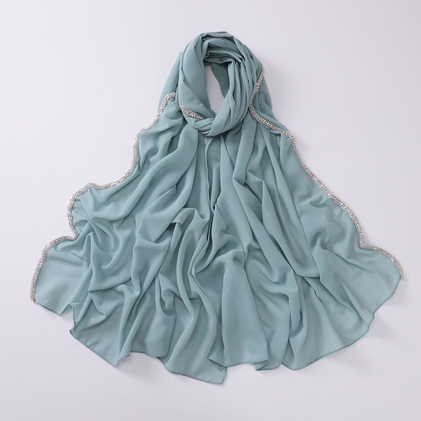 High-gloss Diamond Long-edge Chiffon Scarf Ethnic Scarf Middle Eastern and African Headscarf Malay Wrapped Headscarf