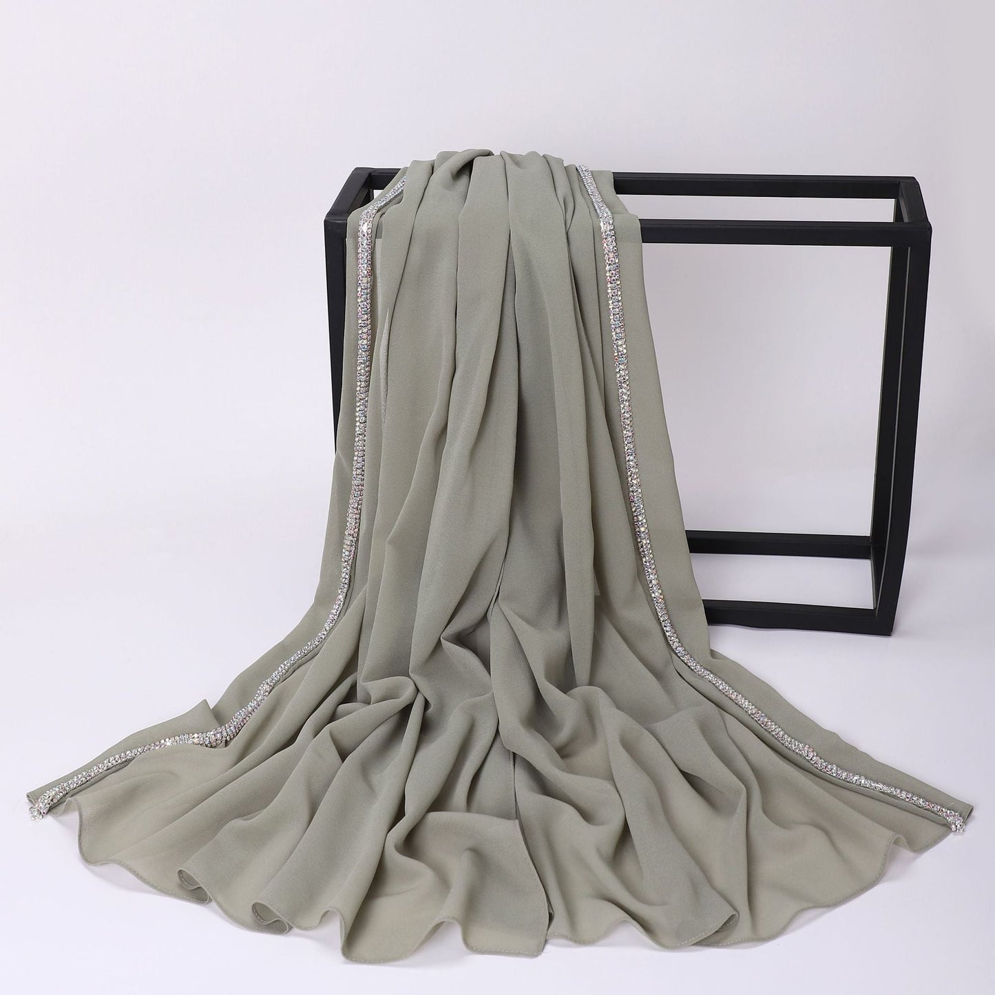 High-gloss Diamond Long-edge Chiffon Scarf Ethnic Scarf Middle Eastern and African Headscarf Malay Wrapped Headscarf