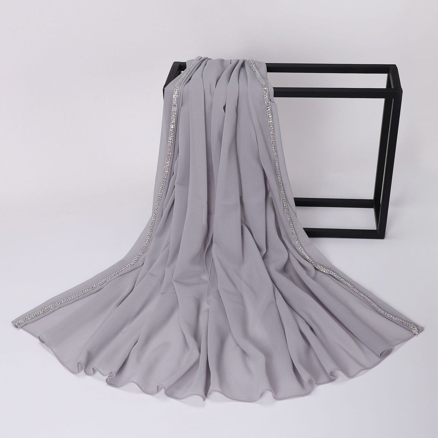 High-gloss Diamond Long-edge Chiffon Scarf Ethnic Scarf Middle Eastern and African Headscarf Malay Wrapped Headscarf