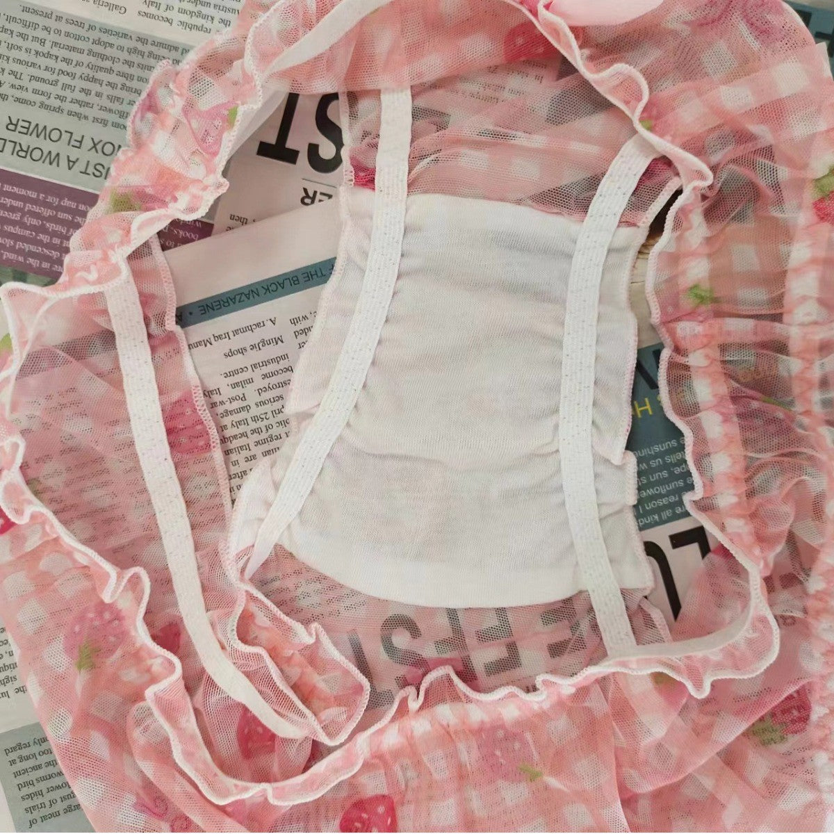 Japanese-style Sweet Cute Strawberry Plaid Mid-waist Underwear - underwear