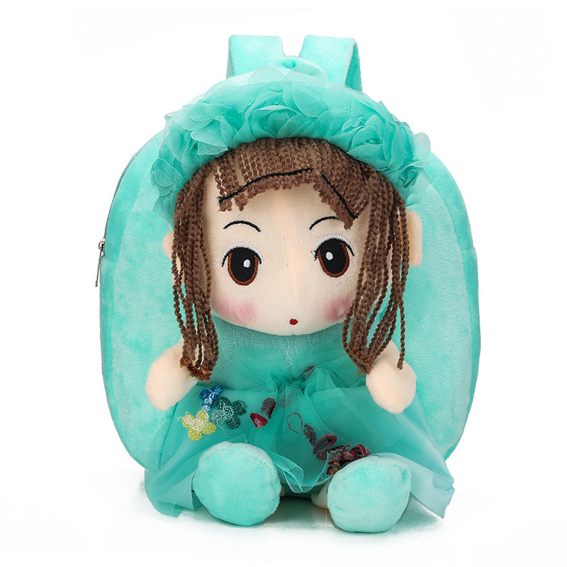 Kids’ Cartoon Canvas Doll Backpack - Flower Fairy Green - Kids’ Backpack