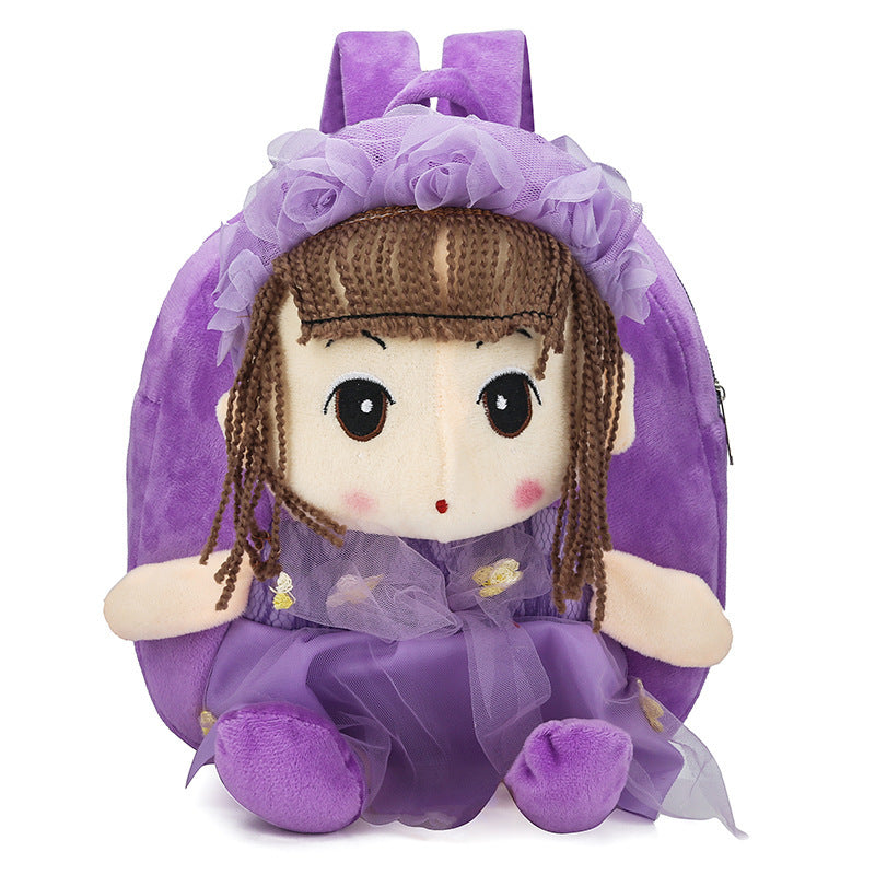 Kids’ Cartoon Canvas Doll Backpack - Flower Fairy Purple - Kids’ Backpack