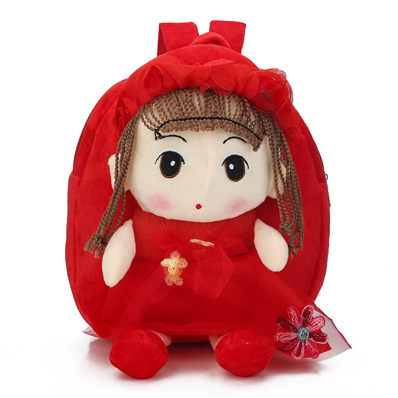 Kids’ Cartoon Canvas Doll Backpack - Flower Fairy Red - Kids’ Backpack