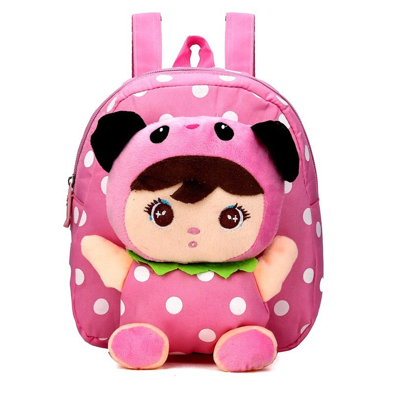 Kids’ Cartoon Canvas Doll Backpack - Panda Keppel Pink - Kids’ Backpack