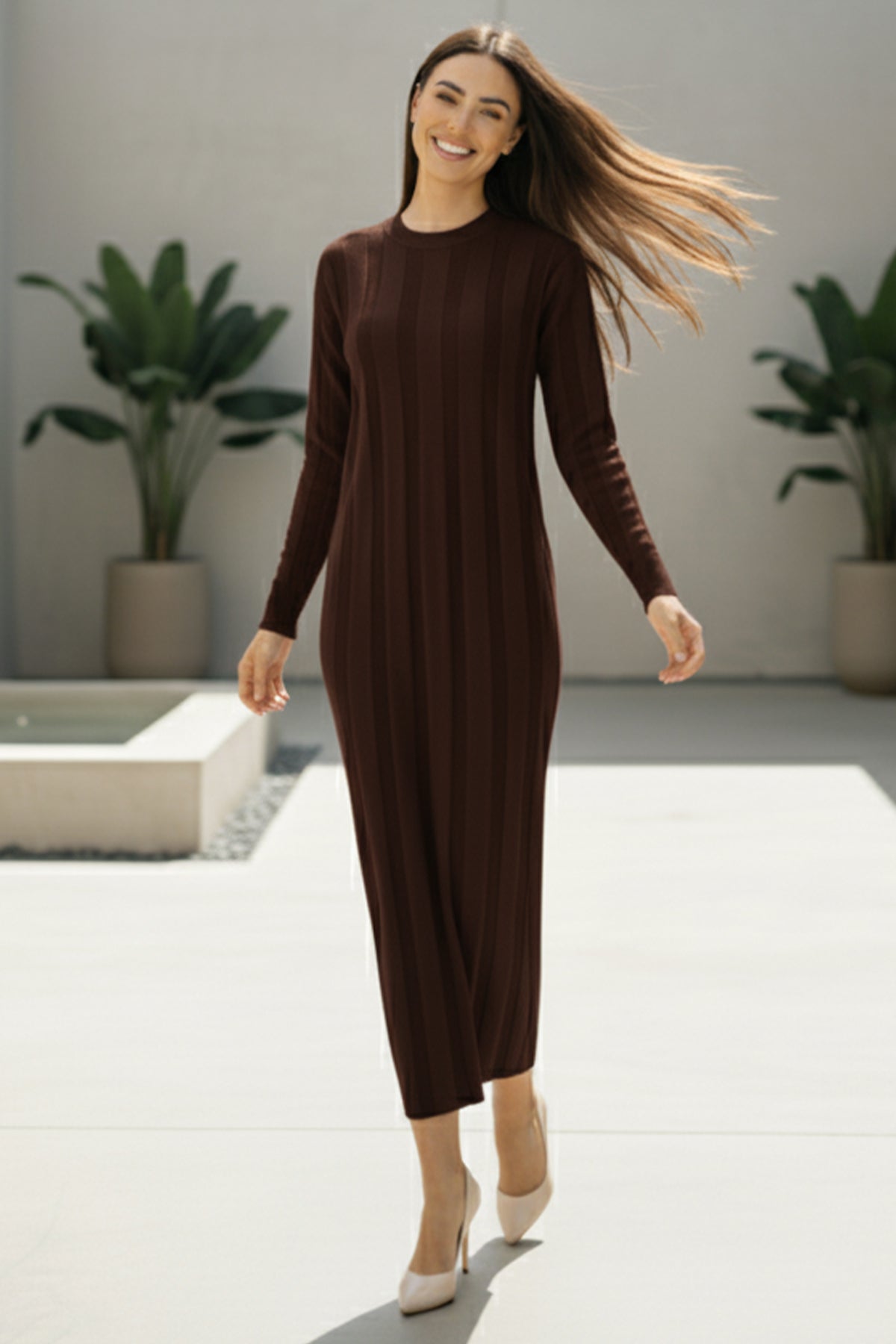 Knitwear Dress | Brown – NEOMODEST product image 1