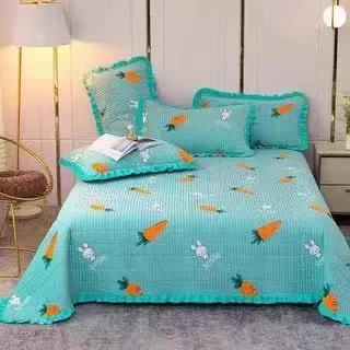 Korean Style Crystal Velvet Quilted Sheets - Blue / 200x230cm - Bed sheets