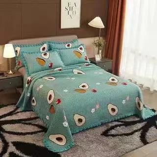 Korean Style Crystal Velvet Quilted Sheets - Light Green / 200x230cm - Bed sheets