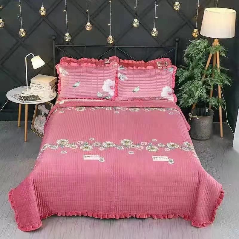 Korean Style Crystal Velvet Quilted Sheets - Pink b / 200x230cm - Bed sheets