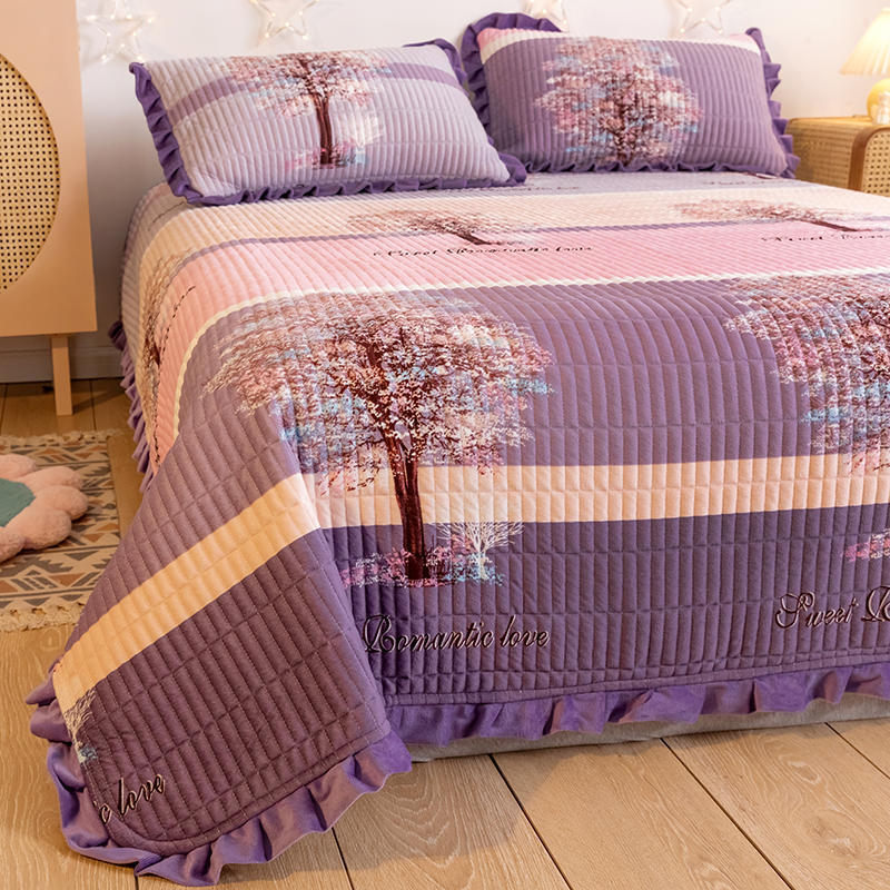 Korean Style Crystal Velvet Quilted Sheets - Purple / 200x230cm - Bed sheets
