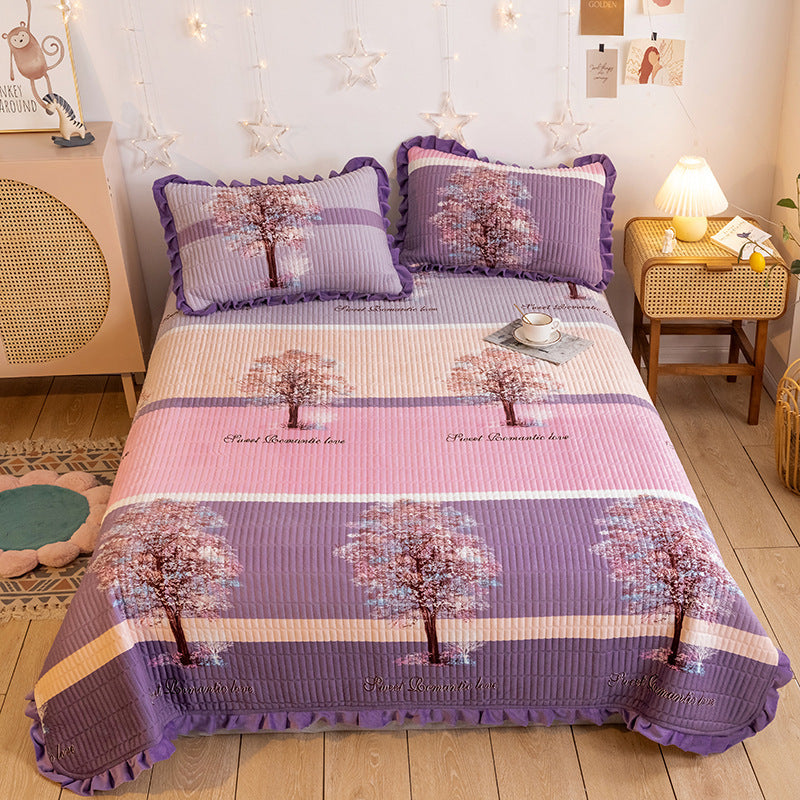 Korean Style Crystal Velvet Quilted Sheets - Purple b / 200x230cm - Bed sheets