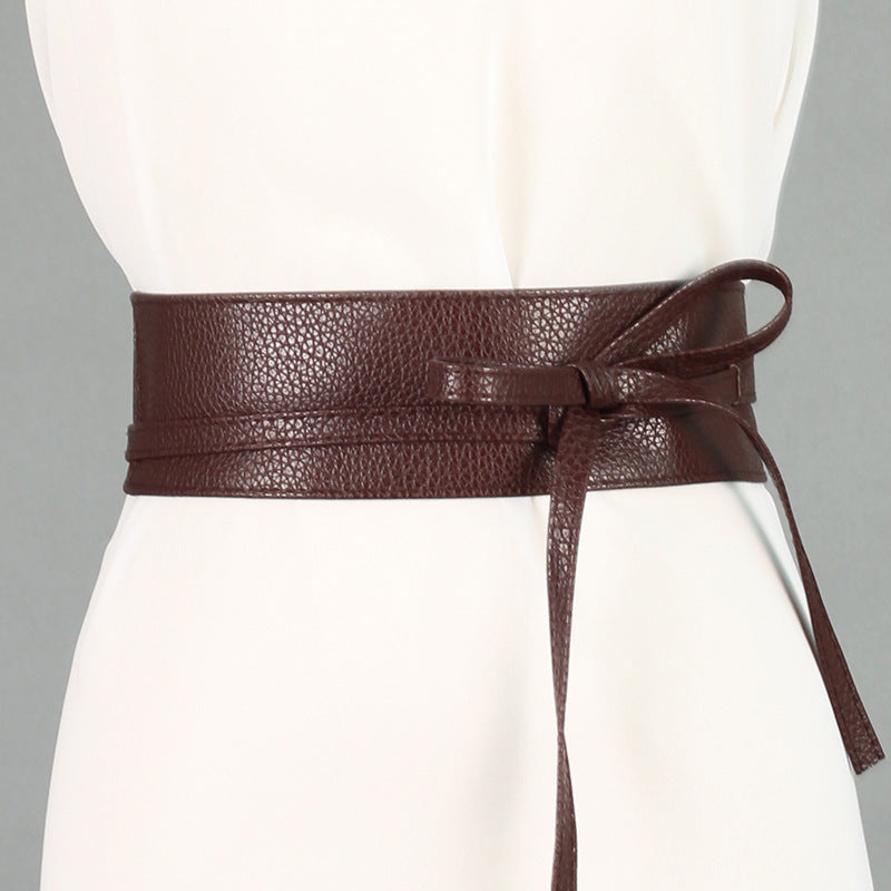 Ladies Wide Ribbon Bow Dress Belt - Coffee - Women’s Clothing Belt