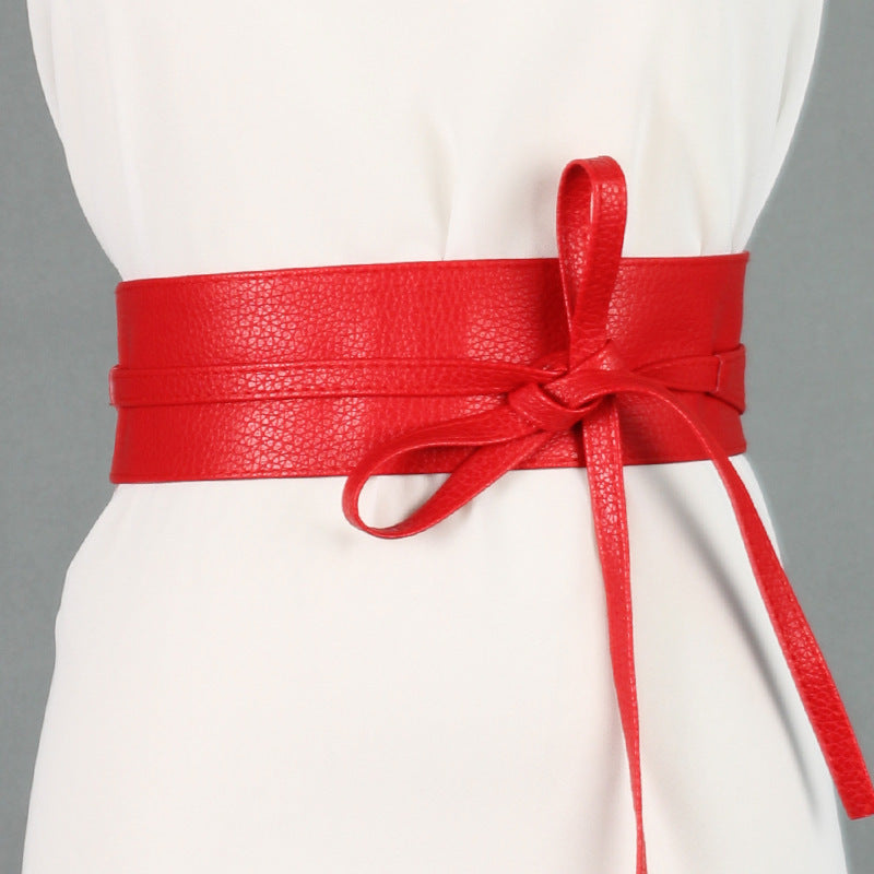 Ladies Wide Ribbon Bow Dress Belt - Red - Women’s Clothing Belt