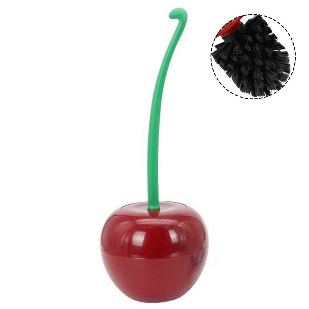 Long Handle Soft Household Toilet Brush Cherry Toilet Brush Toilet Brush Set - Burgundy black brush head - Toilet Brush