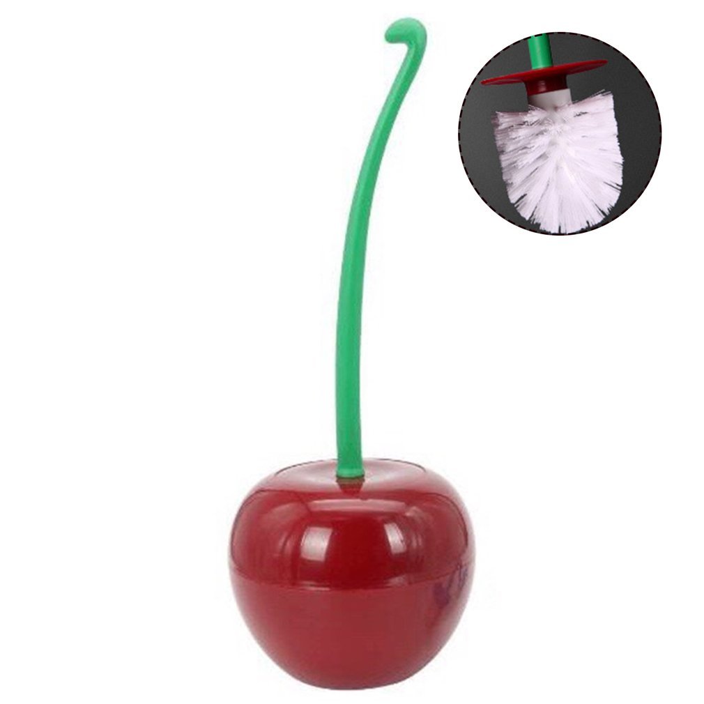 Long Handle Soft Household Toilet Brush Cherry Toilet Brush Toilet Brush Set - Burgundy white brush head - Toilet Brush
