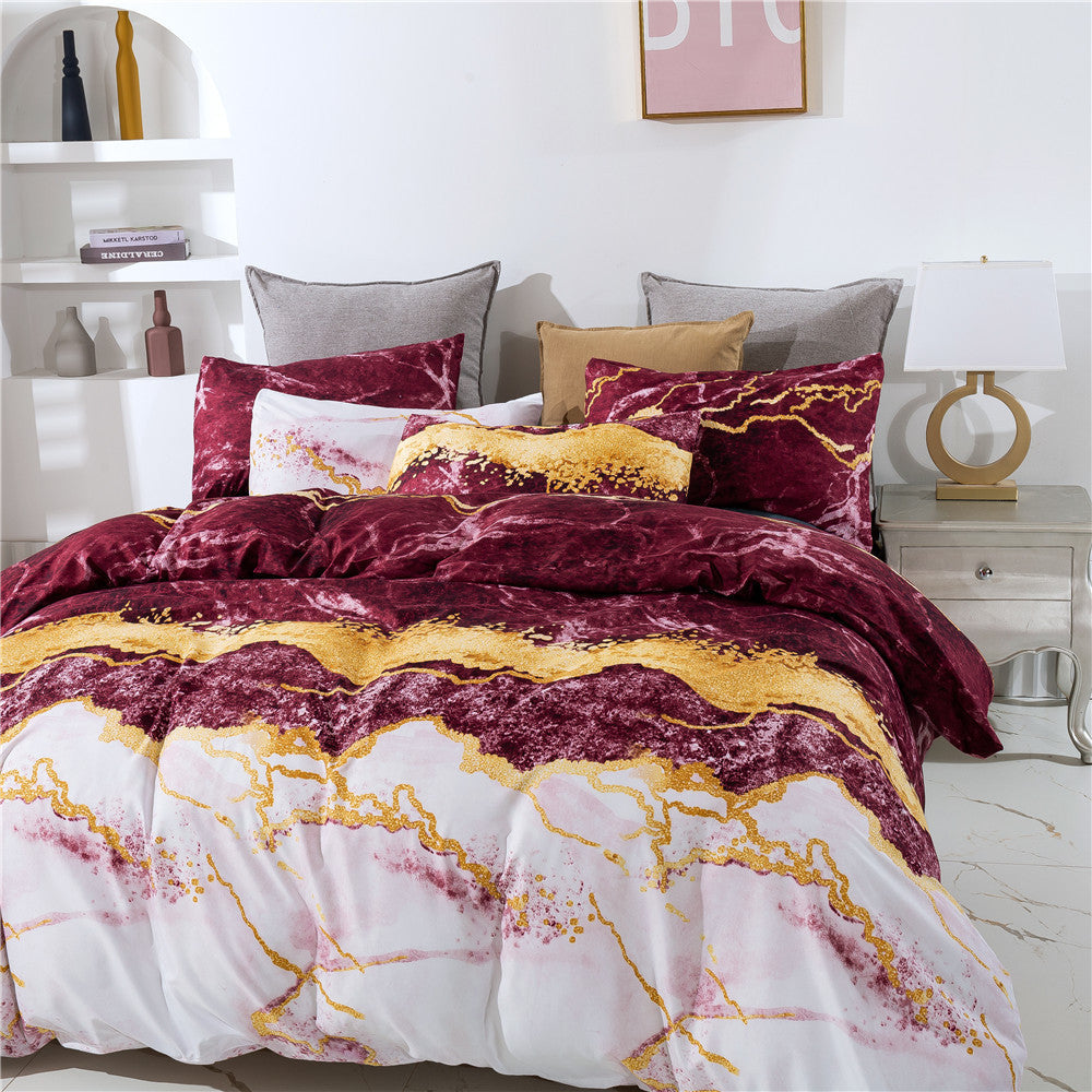 Marble Print Quilt Cover And Pillowcases Three-pieces Duvet Set - B1 / AUD - Duvet cover set
