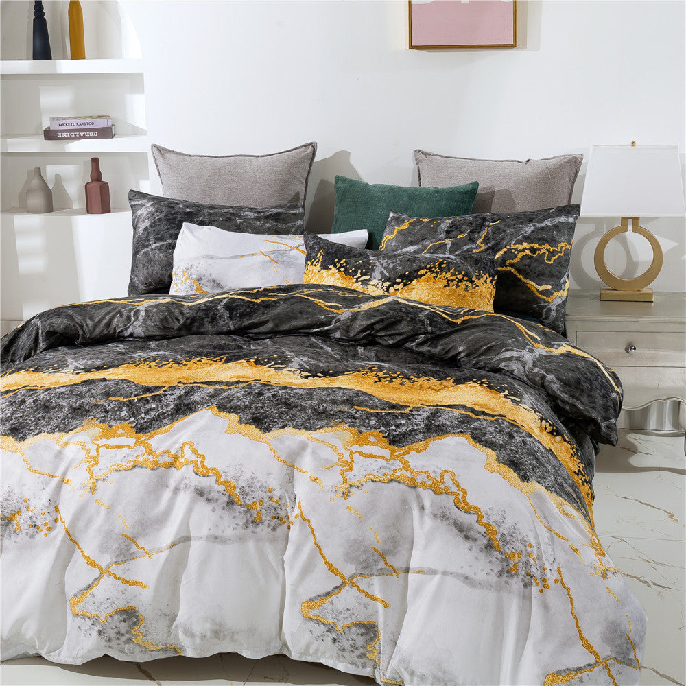 Marble Print Quilt Cover And Pillowcases Three-pieces Duvet Set - C1 / AUD - Duvet cover set