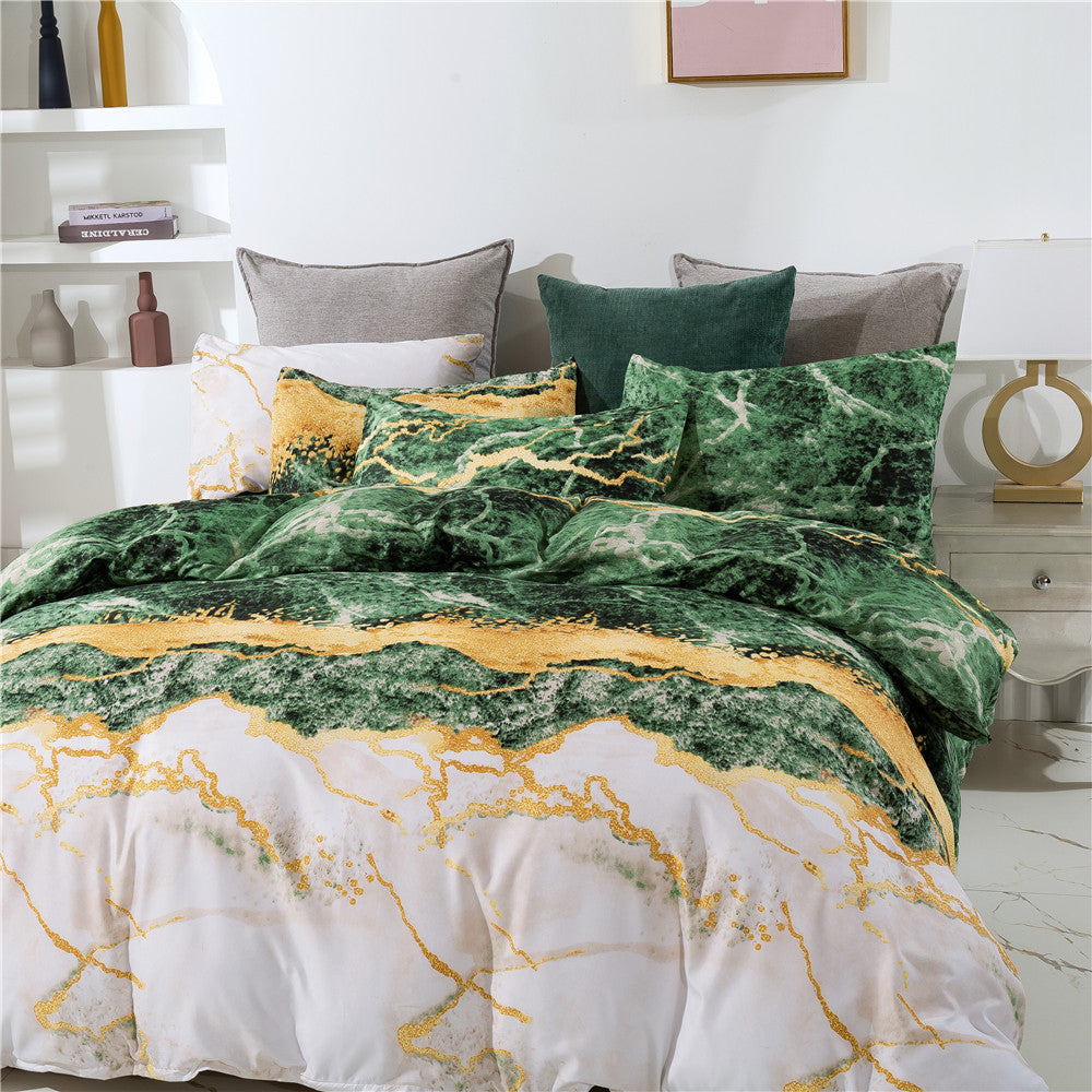 Marble Print Quilt Cover And Pillowcases Three-pieces Duvet Set - D1 / AUD - Duvet cover set