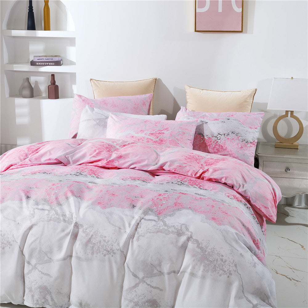 Marble Print Quilt Cover And Pillowcases Three-pieces Duvet Set - E1 / AUD - Duvet cover set