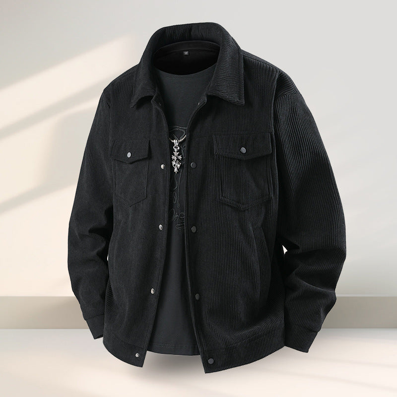 Men’s Casual Ruffle Coat - Black / 2XL - Ruffle Coat