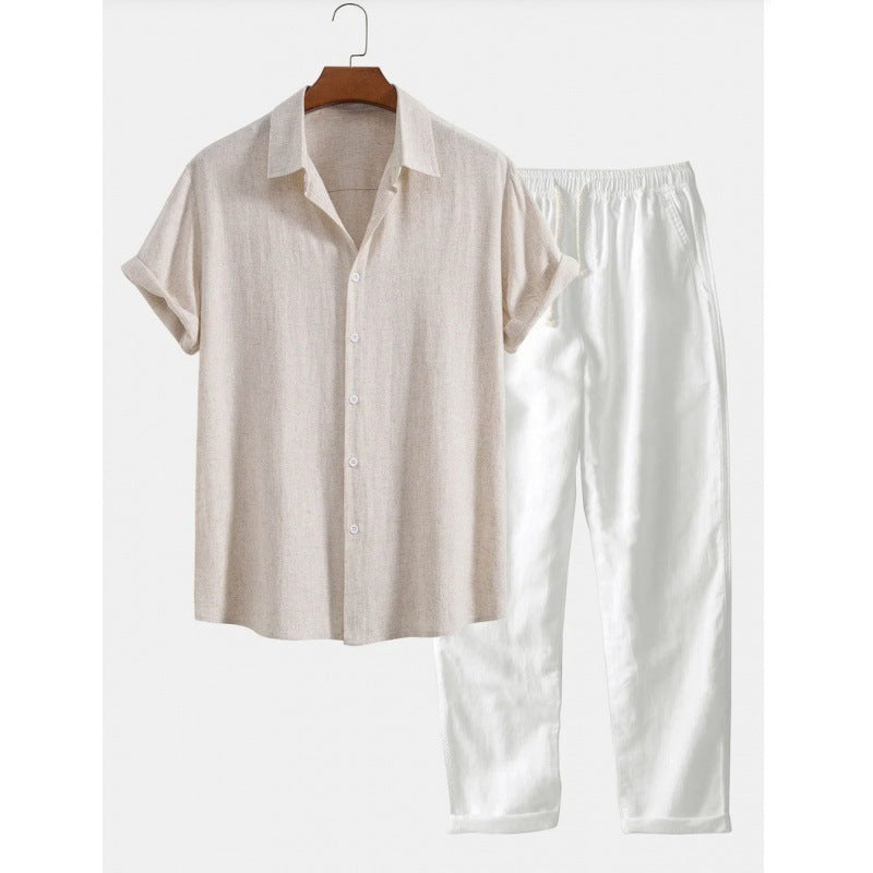 Men’s Casual Short Sleeve Shirt & Pants - LOTXTZ0033 3 / 2XL - Men’s Casual Suit