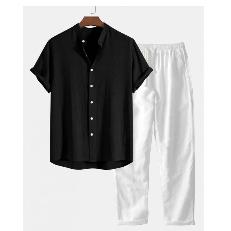Men’s Casual Short Sleeve Shirt & Pants - LOTXTZ0033 4 / 2XL - Men’s Casual Suit