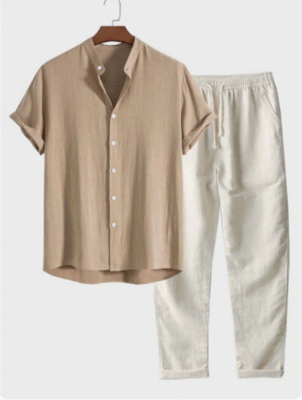 Men’s Casual Short Sleeve Shirt & Pants - LOTXTZ0033 5 / 2XL - Men’s Casual Suit