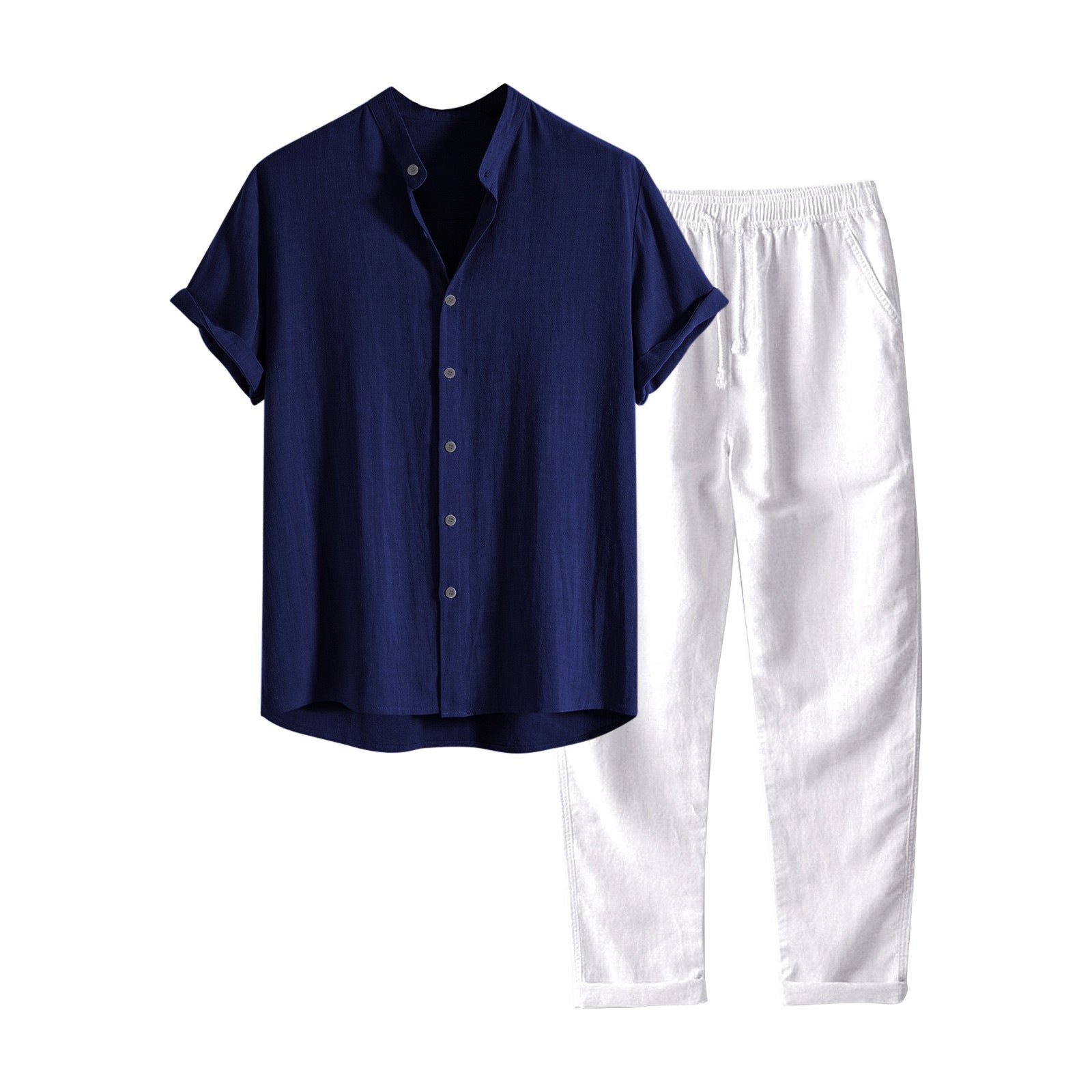 Men’s Casual Short Sleeve Shirt & Pants - LOTXTZ0033 7 / 2XL - Men’s Casual Suit