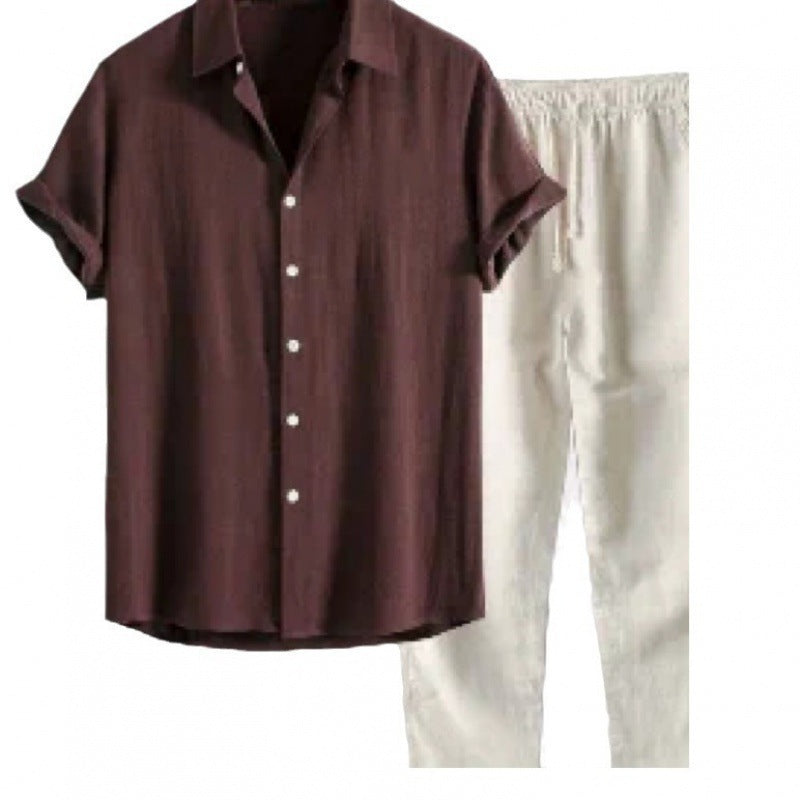 Men’s Casual Short Sleeve Shirt & Pants - Men’s Casual Suit