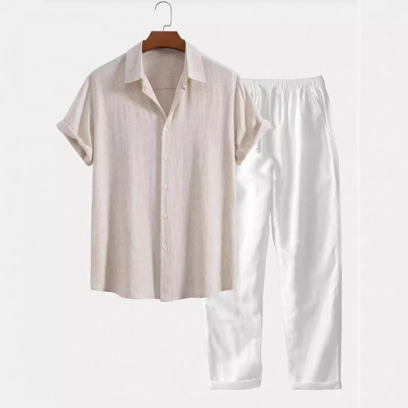 Men’s Casual Short Sleeve Shirt & Pants - Men’s Casual Suit