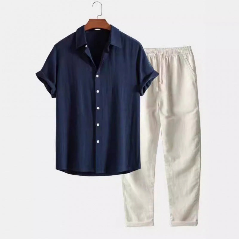 Men’s Casual Short Sleeve Shirt & Pants - Men’s Casual Suit