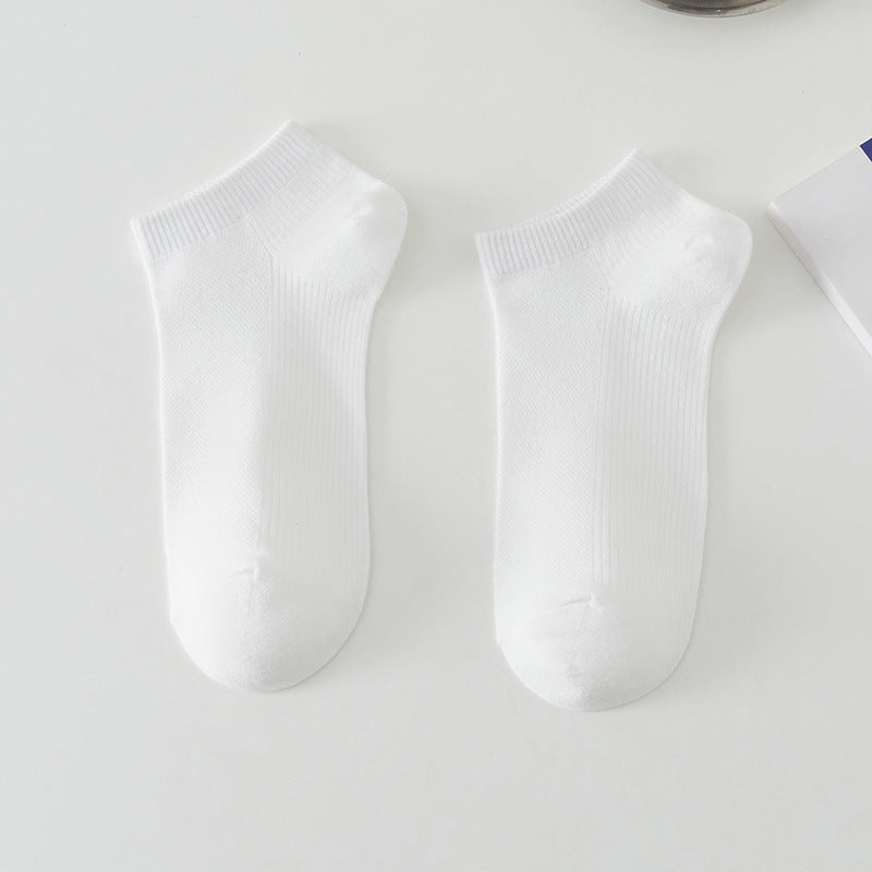 Men’s Solid Colour Breathable Boat Socks Sweat Absorbing Low-cut Polyester Socks - FCG2 / Free Size - Men’s socks