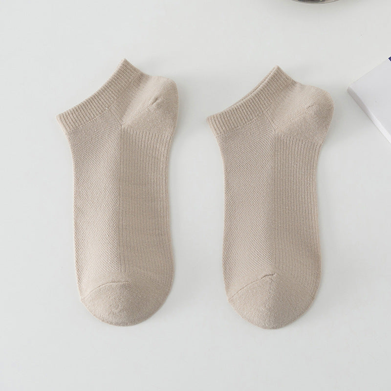 Men’s Solid Colour Breathable Boat Socks Sweat Absorbing Low-cut Polyester Socks - FCG3 / Free Size - Men’s socks