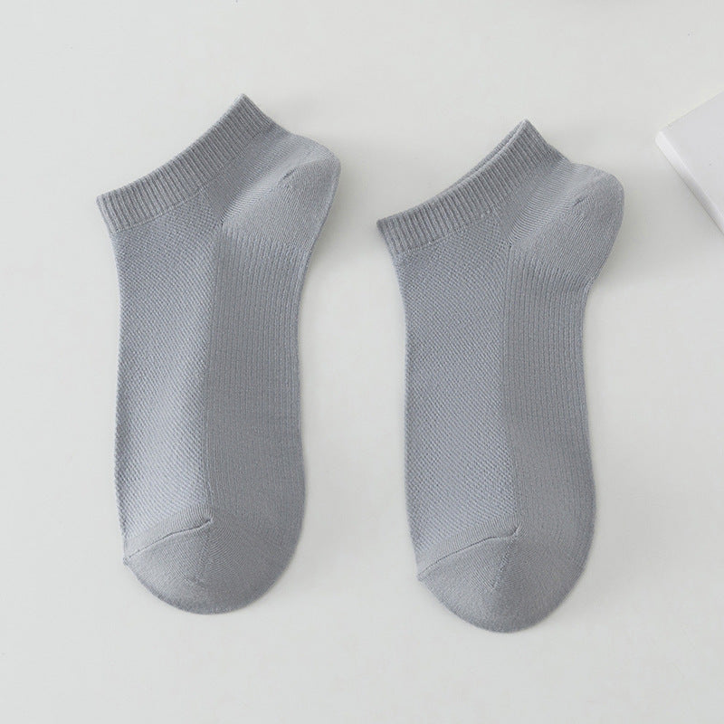 Men’s Solid Colour Breathable Boat Socks Sweat Absorbing Low-cut Polyester Socks - FCG4 / Free Size - Men’s socks
