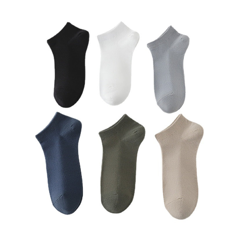 Men’s Solid Colour Breathable Boat Socks Sweat Absorbing Low-cut Polyester Socks - Men’s socks