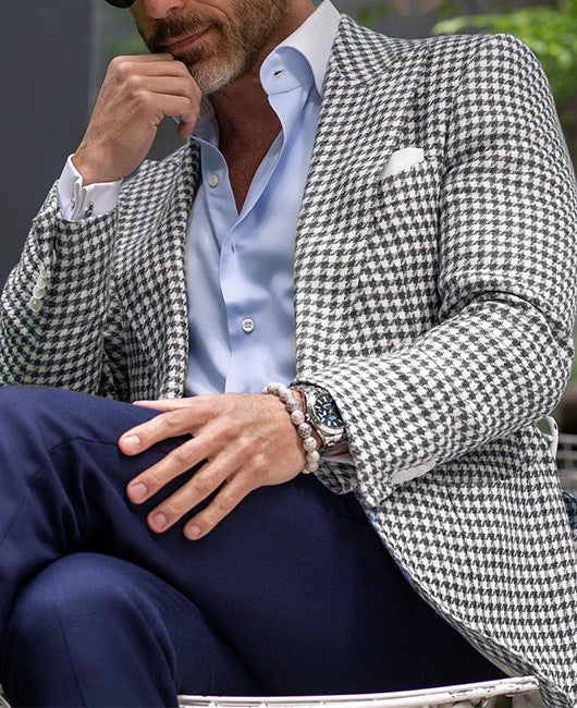 Men’s Two-buttoned Large Pocket Suit Jacket - KXFCBTZ14 White Buckle Split / 2XL - Men’s Suit Jacket