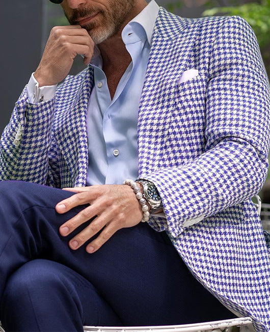 Men’s Two-buttoned Large Pocket Suit Jacket - KXFCBTZ16 White Buckle Split / 2XL - Men’s Suit Jacket