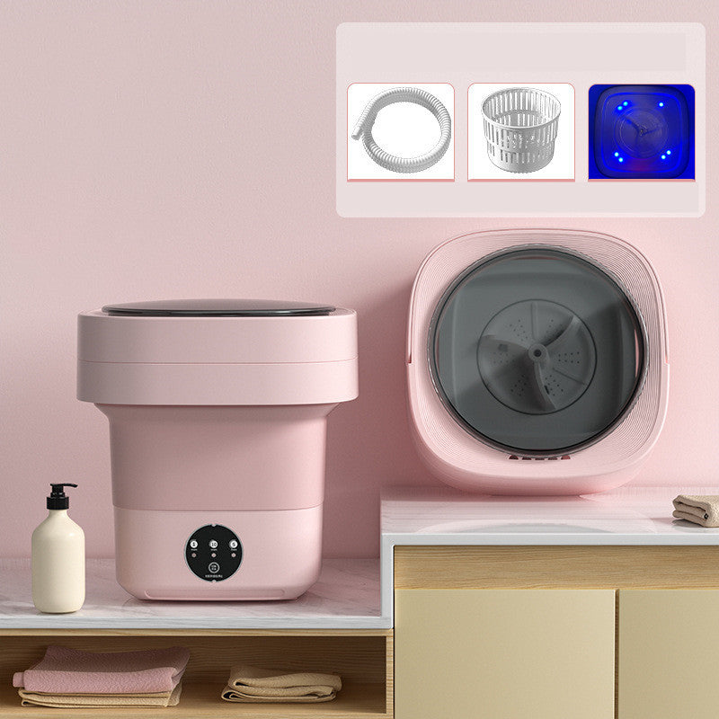 Mini Portable Washing Machine - Pink blue light / 220V US - Washing machine