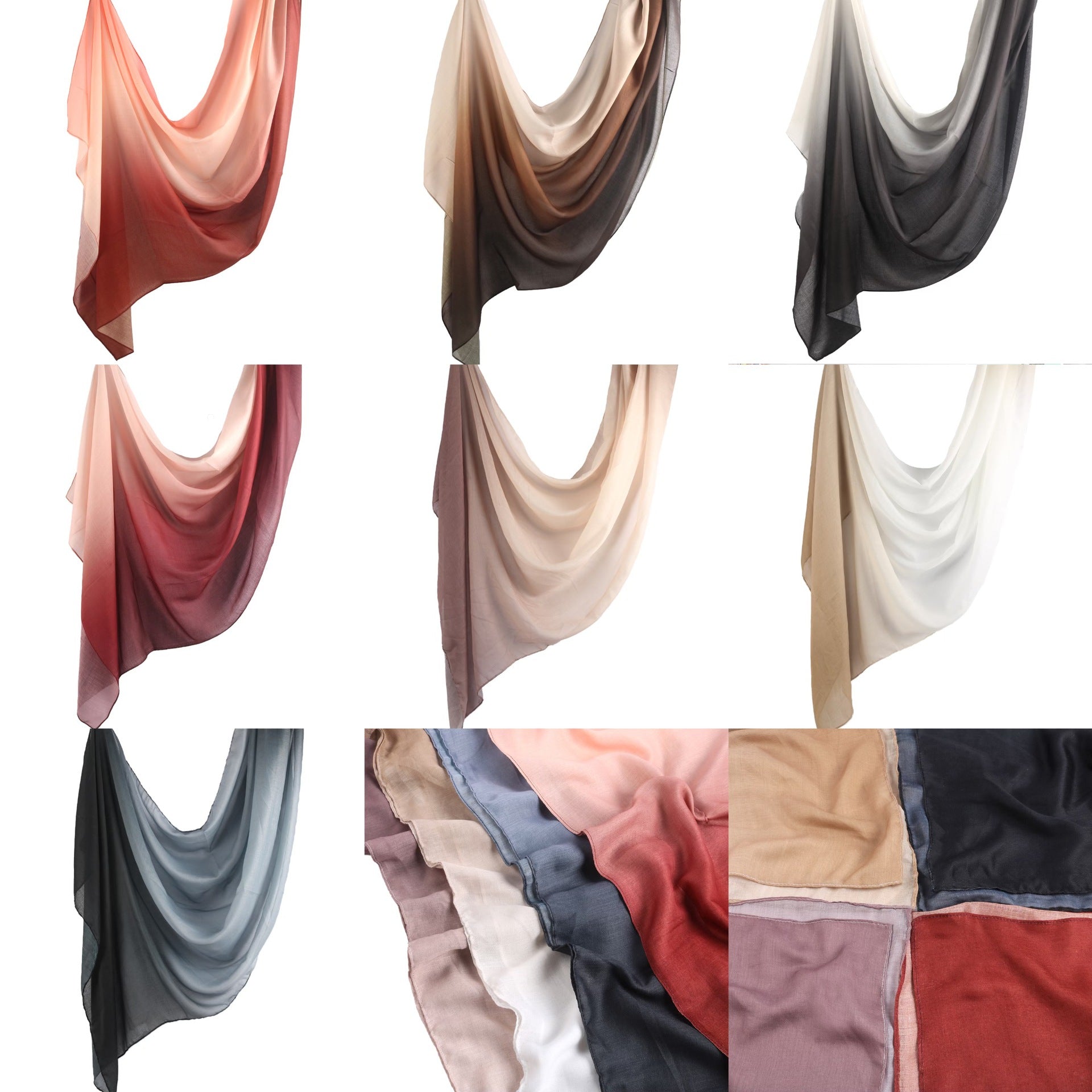 Modal Thin Gradient Scarf for Summer - hijab