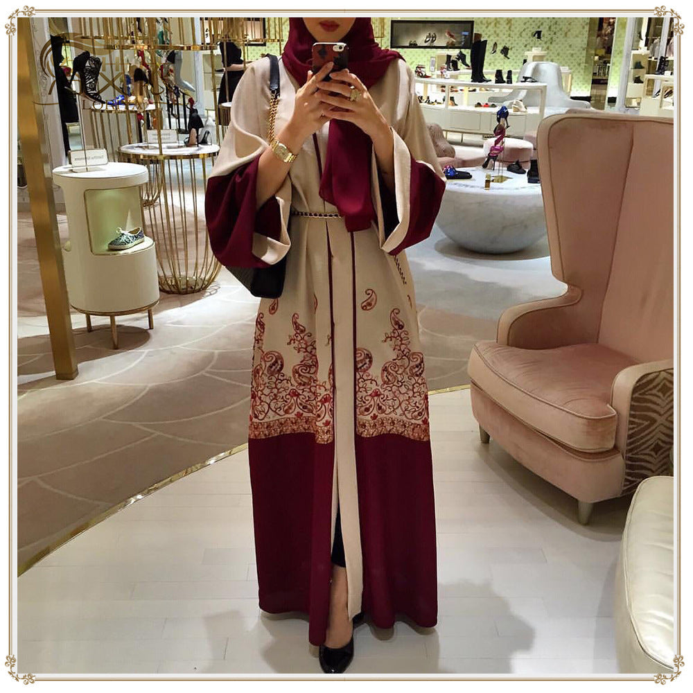Muslim Women’s Abaya Dress Summer Long Abaya Tunic Arabian Red Robe - Red / 2XL - Abaya