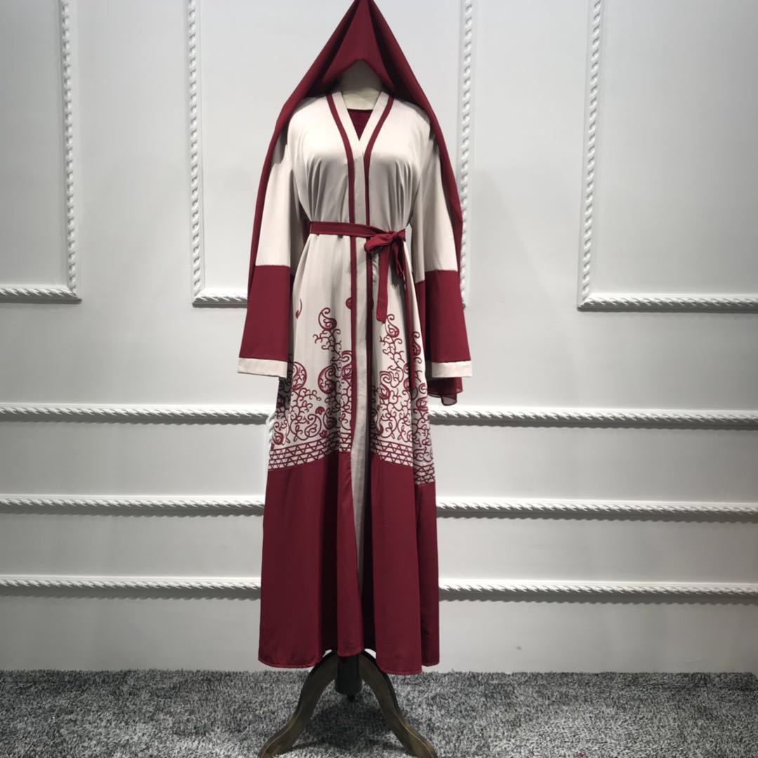 Muslim Women’s Abaya Dress Summer Long Abaya Tunic Arabian Red Robe - Abaya