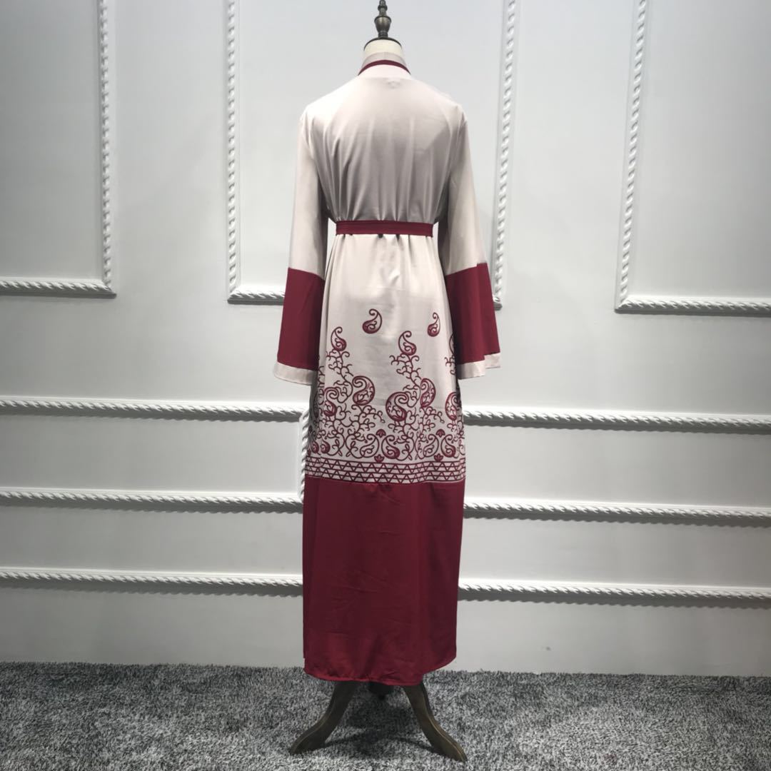 Muslim Women’s Abaya Dress Summer Long Abaya Tunic Arabian Red Robe - Abaya