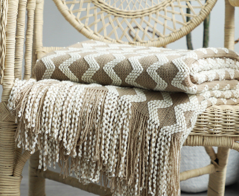 Nordic Knitted Decorative Blanket Luxury Sofa Blanket - Coffee / 130x170 - Decorative blanket