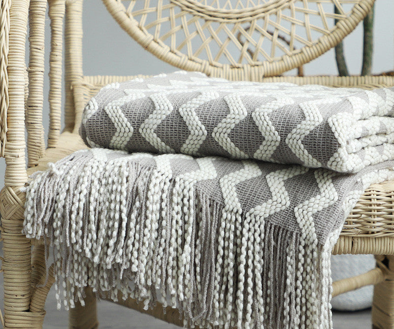 Nordic Knitted Decorative Blanket Luxury Sofa Blanket - Dark Grey / 130x170 - Decorative blanket
