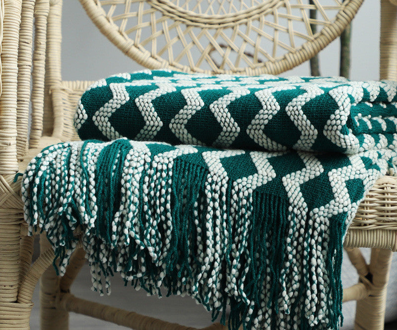 Nordic Knitted Decorative Blanket Luxury Sofa Blanket - Green / 130x170 - Decorative blanket