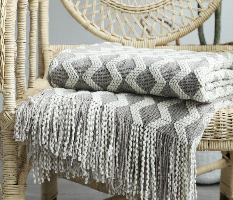 Nordic Knitted Decorative Blanket Luxury Sofa Blanket - Light Grey / 130x170 - Decorative blanket