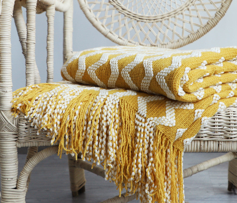 Nordic Knitted Decorative Blanket Luxury Sofa Blanket - Yellow / 130x170 - Decorative blanket